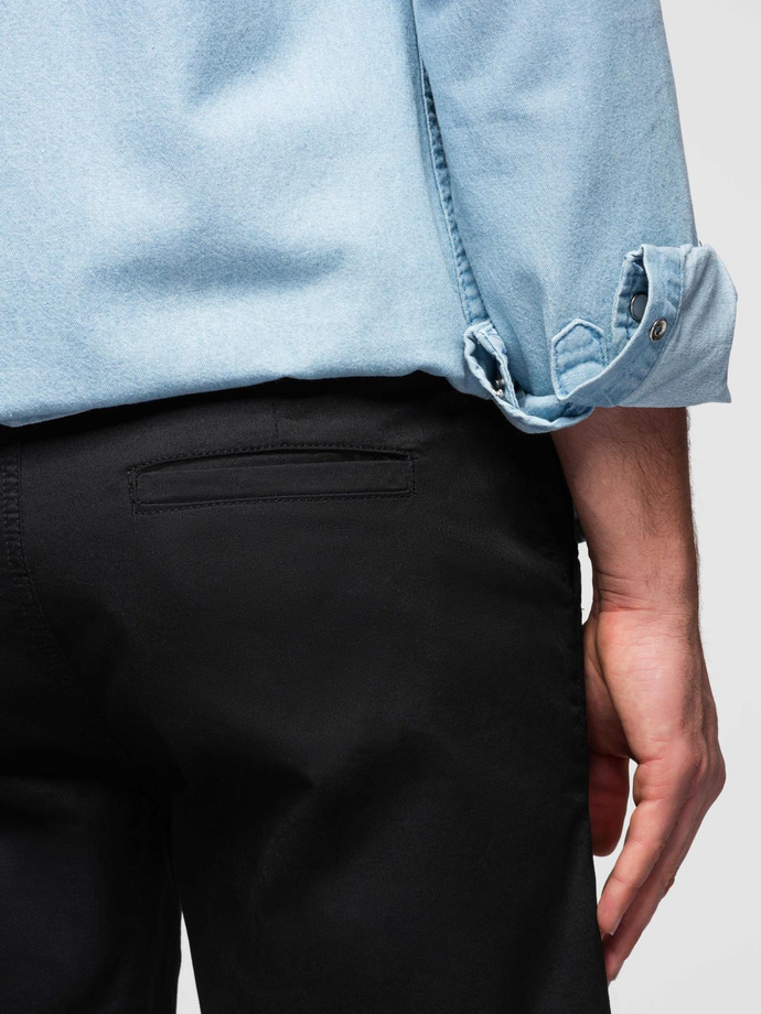 Klasyczne męskie szorty chino z podwiniętą nogawką - czarne V9 OM-SRCS-0197