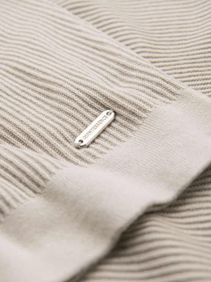 Koszulka męska polo bez guzików z otwartym kołnierzykiem – jasnoszara V3 OM-POSS-0160