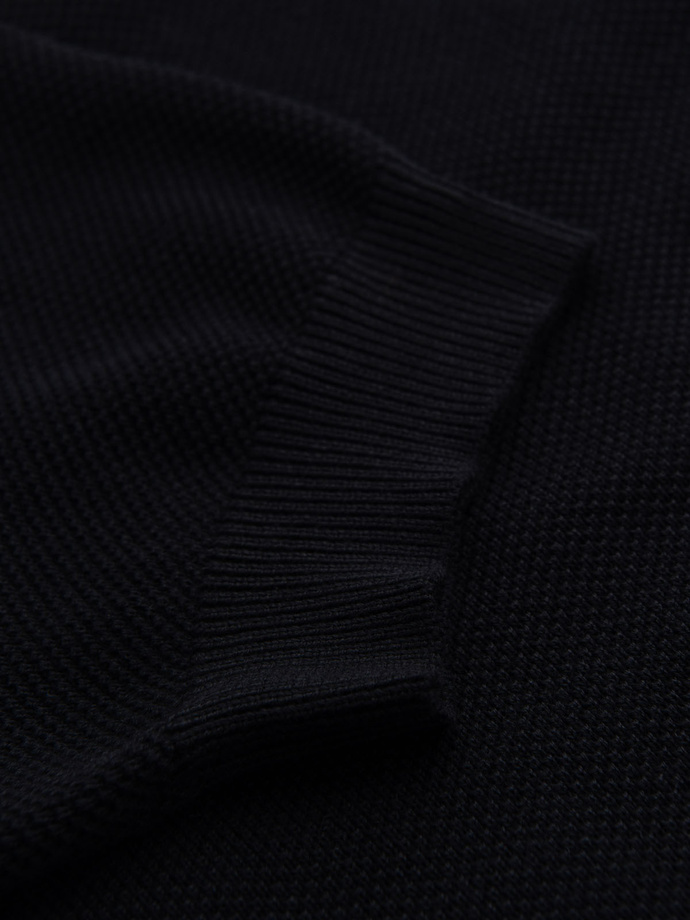 Men's cotton structured knit polo shirt - black V5 OM-POSS-0117
