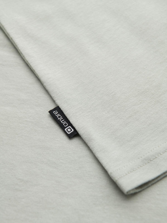 Casual men's t-shirt with pocket patch - light grey V2 OM-TSCT-0109