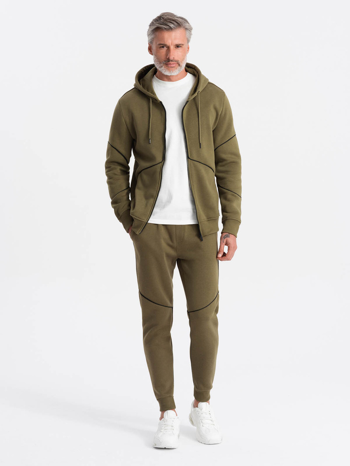 Men's set hoodie + pants - dark olive V4 Z60