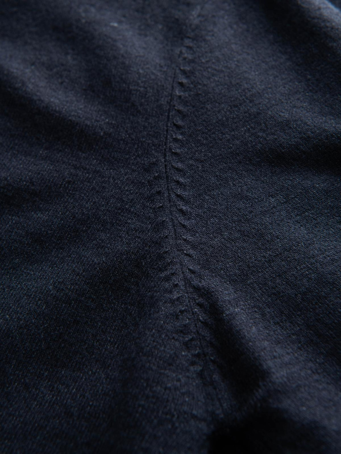 Men's knitted half turtleneck with viscose - navy blue V4 OM-SWTN-0125