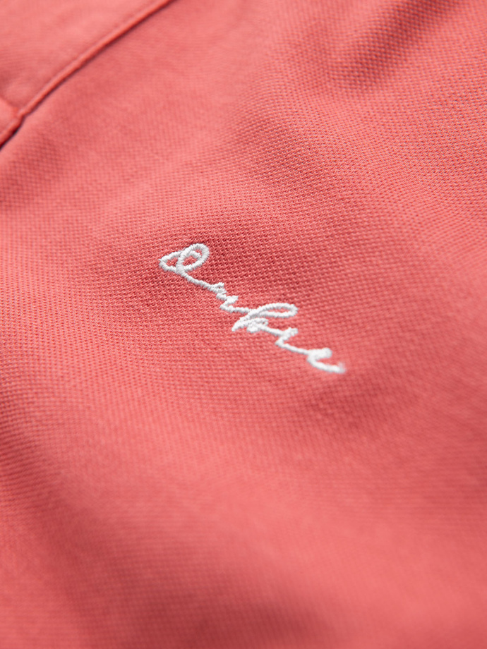 Cotton pique knit polo shirt - coral V6 OM-POSS-0103