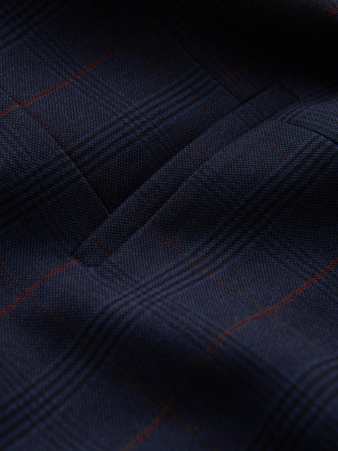 Kamizelka męska bez klap w delikatną kratę - granatowa V1 OM-BLZV-0123