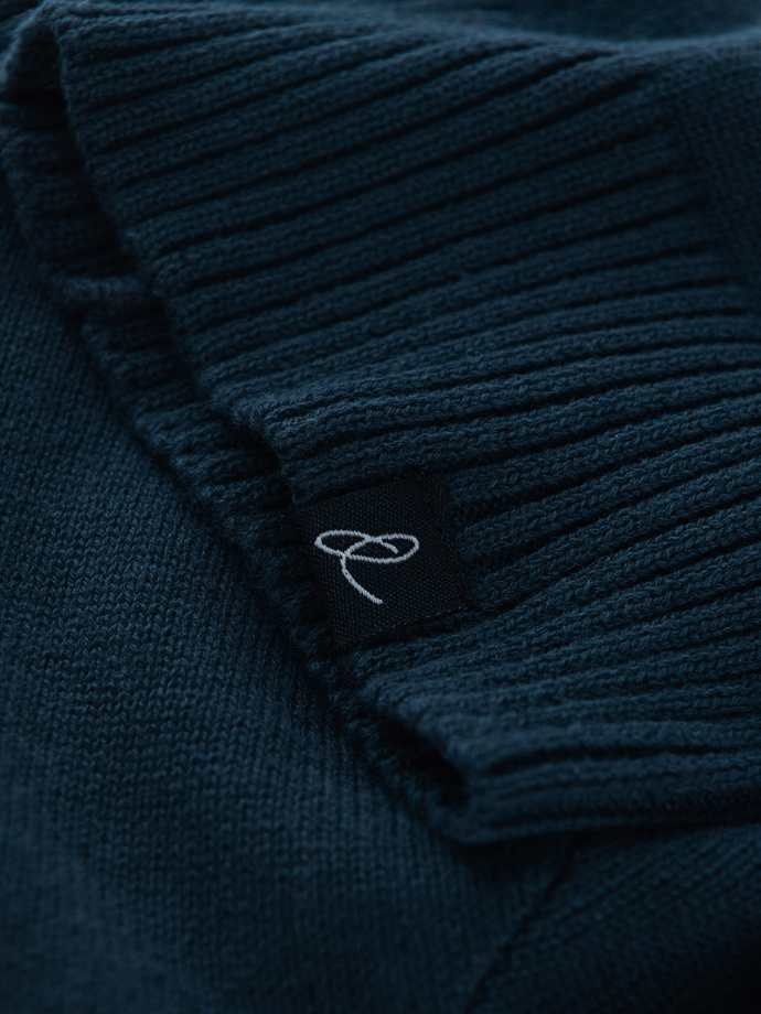 Men's cotton knit winter beanie hat - navy blue V4 OM-ACWH-0124