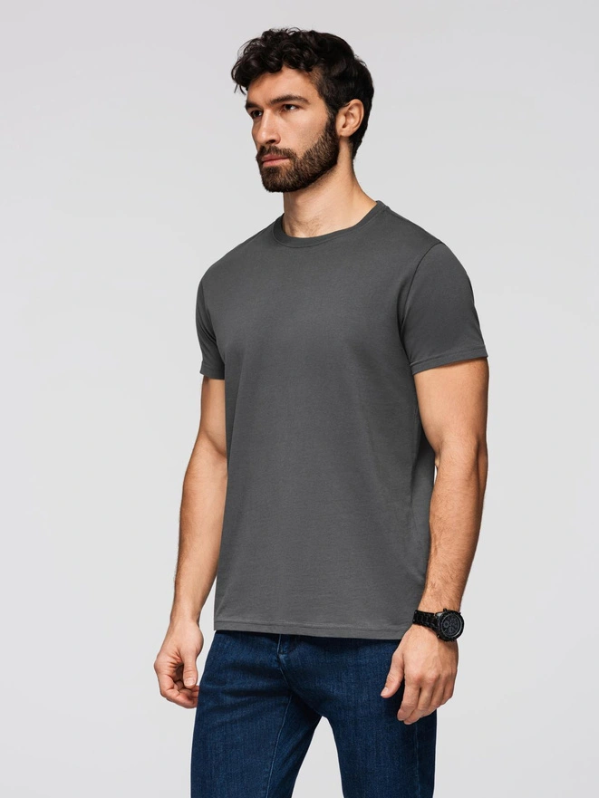 Men's classic cotton BASIC T-shirt - graphite V15 OM-TSBS-0236