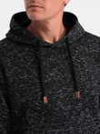 Men's non-stretch kangaroo hooded sweatshirt - graphite melange V2 B1675