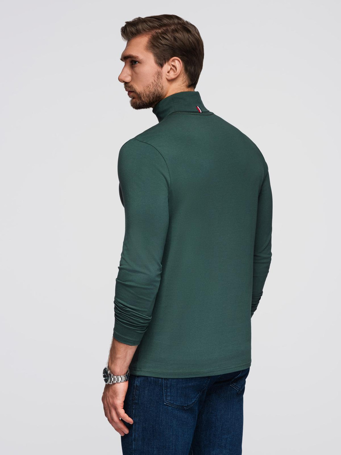 Men's plain turtleneck longsleeve - dark green V7 OM-OM-LSCL-0130