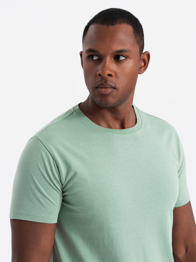 BASIC men's cotton shirt set with round neckline - gray-green/white/beige V14 OM-TSBS-0232