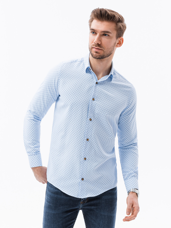 Men's shirt with long sleeves - light blue K616