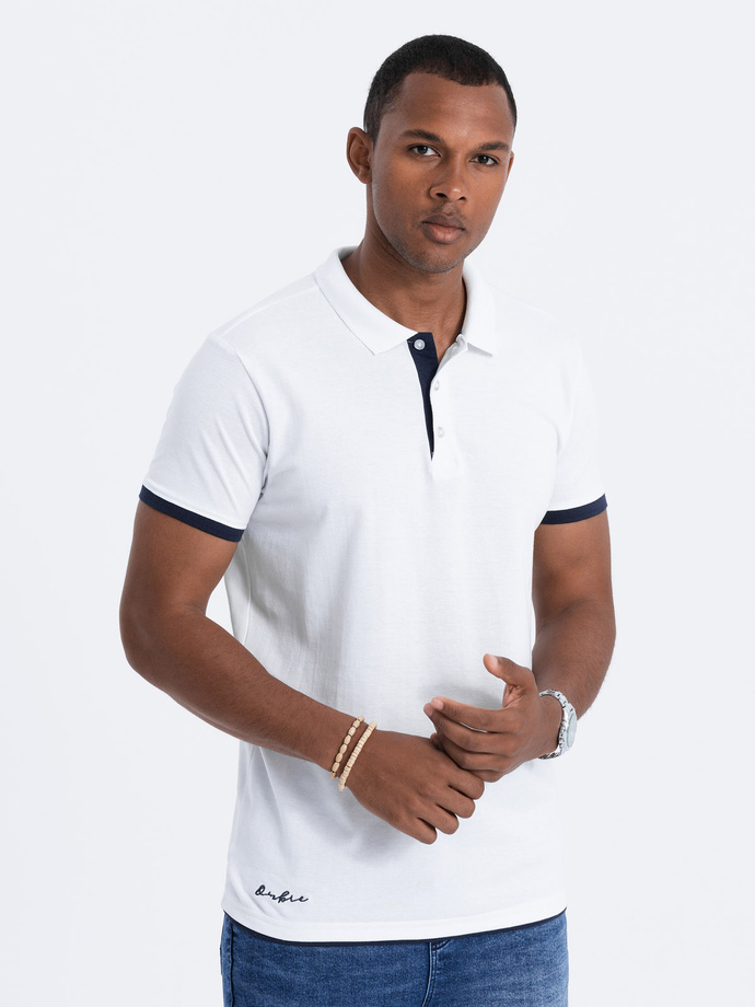 Men's plain polo shirt - white S1382