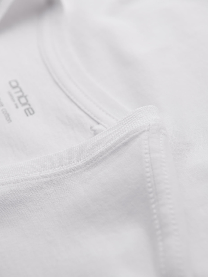 BASIC men's classic cotton T-shirt with a crew neckline - white V4 OM-TSBS-0237