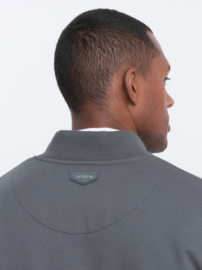 Bluza męska rozpinana bomberka - szara V3 OM-SSZP-22FW-011