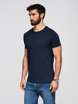 Classic BASIC men's cotton T-shirt - navy blue V2 OM-TSBS-0236