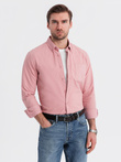 Men's REGULAR FIT cotton shirt with pocket - pink V3 OM-SHOS-0153