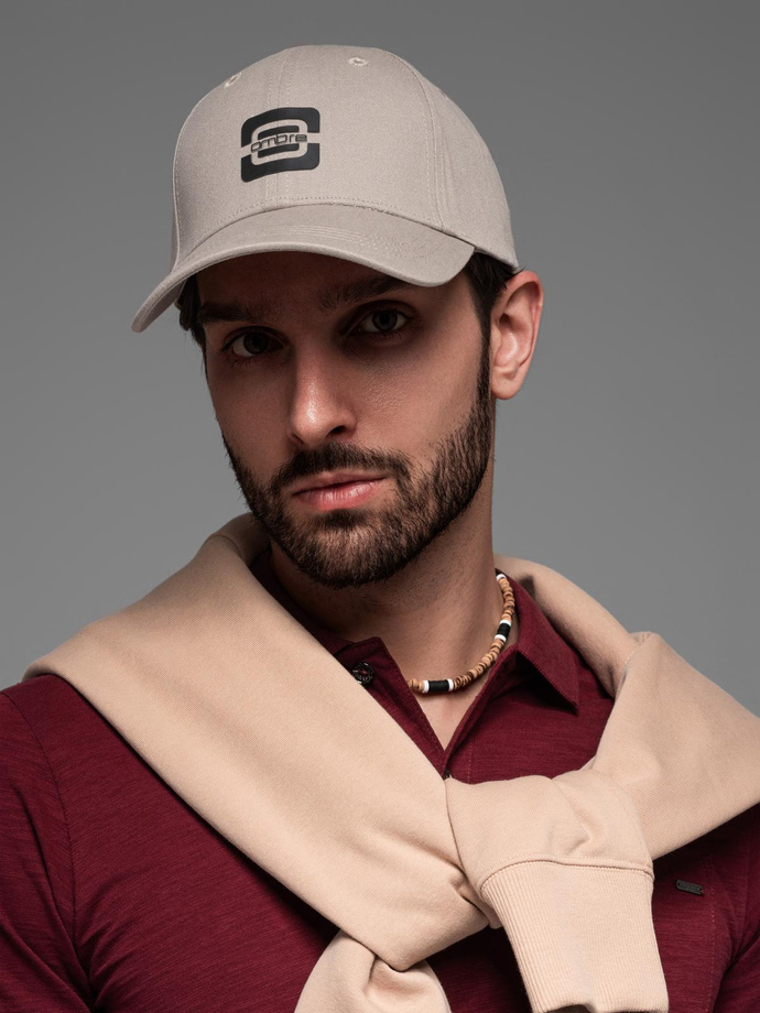 Męska czapka bejsbolówka z logo – popielata V4 OM-ACCS-0100