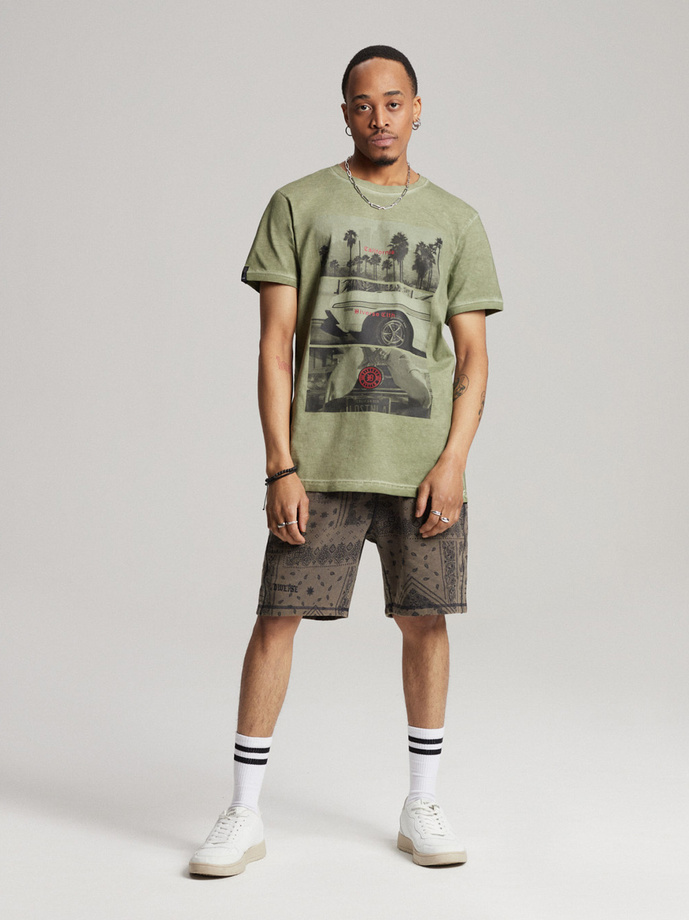 Men's printed T-shirt JACKALSS E S1818 - khaki