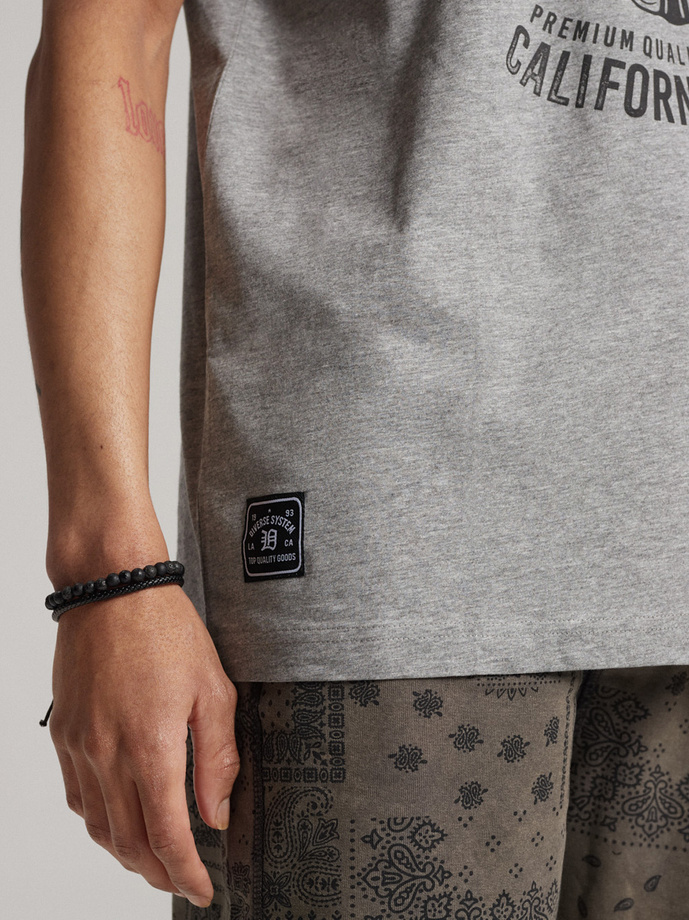 Men's printed T-shirt WOLF CALI S1819 - grey melange