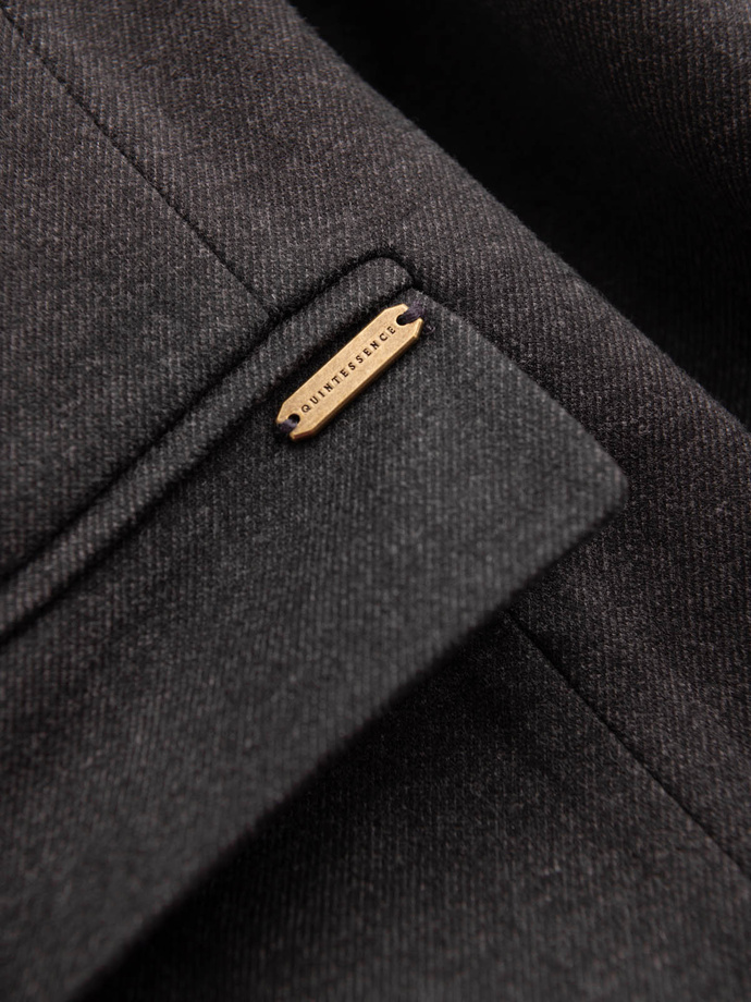 Men's melange rayon jacket with stand-up collar - black melange V5 OM-BLZB-0131