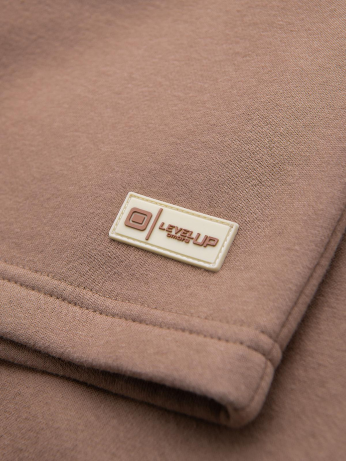 Dresowe szorty unisex ze ściągaczem w pasie – brązowe V16 OU-SRBC-0101