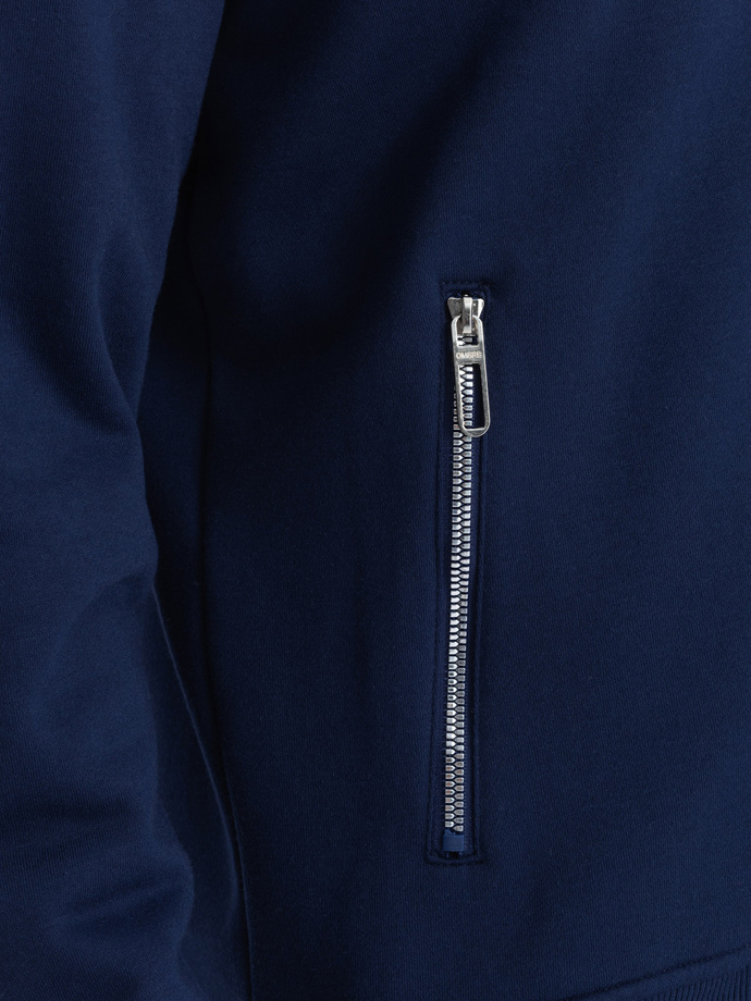 Bluza męska rozpinana bomberka - ciemnoniebieska V2 OM-SSZP-22FW-011