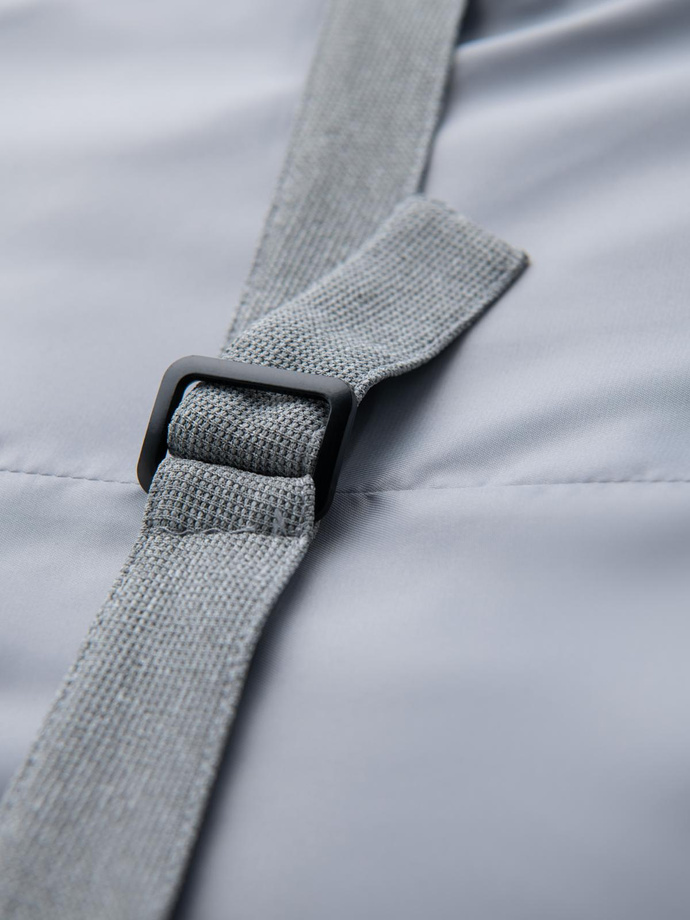 Dopasowana strukturalna męska kamizelka z naszywanymi kieszeniami – szary melanż V2 OM-BLZV-0146