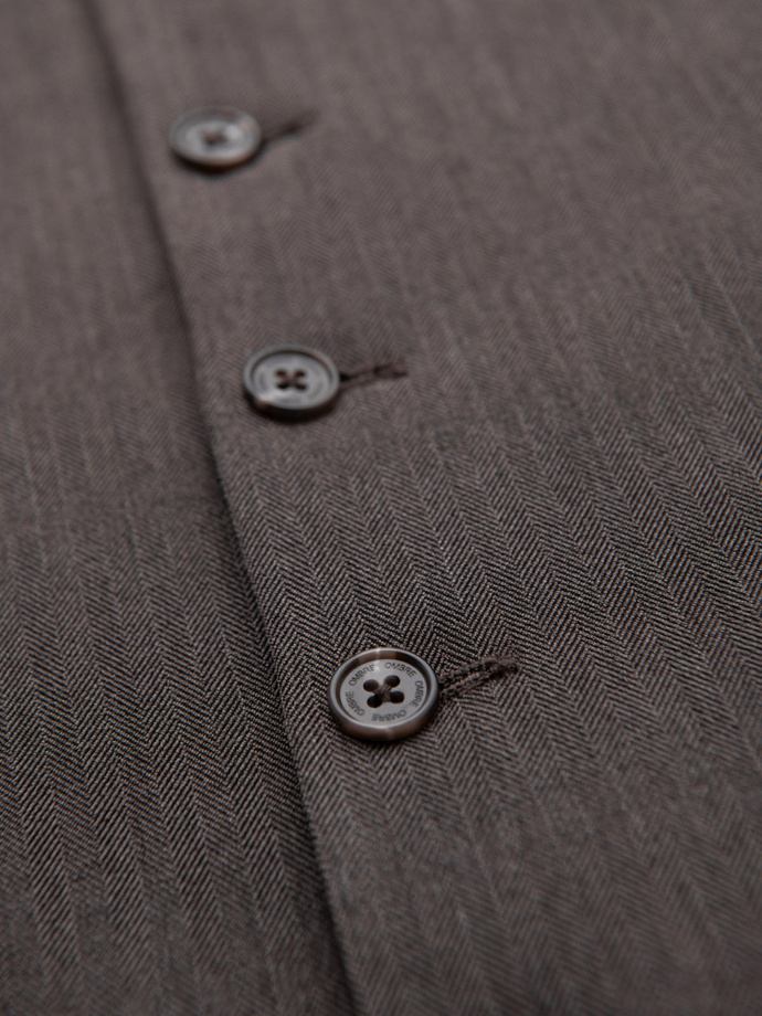 Męska elegancka kamizelka w jodełkę SLIM FIT - grafitowa V2 OM-BLZV-0143