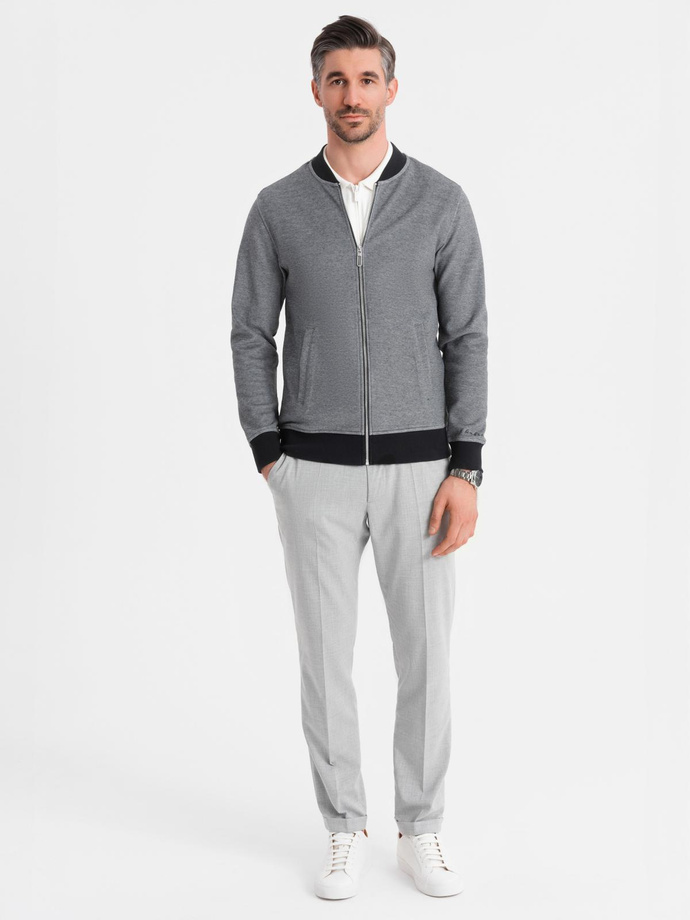 Męska bluza bomberka z dzianiny pique – czarna V1 OM-SSZP-0238