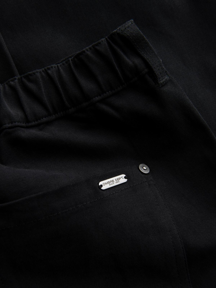 Men's cargo pants STRAIGHT LEG with stripes on pockets - black V4 OM-PACG-0197