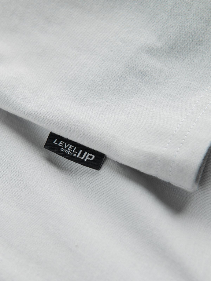 Men's cotton t-shirt with pocket print - light grey V10 OM-TSPT-0154