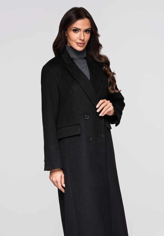 Płaszcz damski wełniany długi LARICA OW-COLC-0100 v4 - czarny