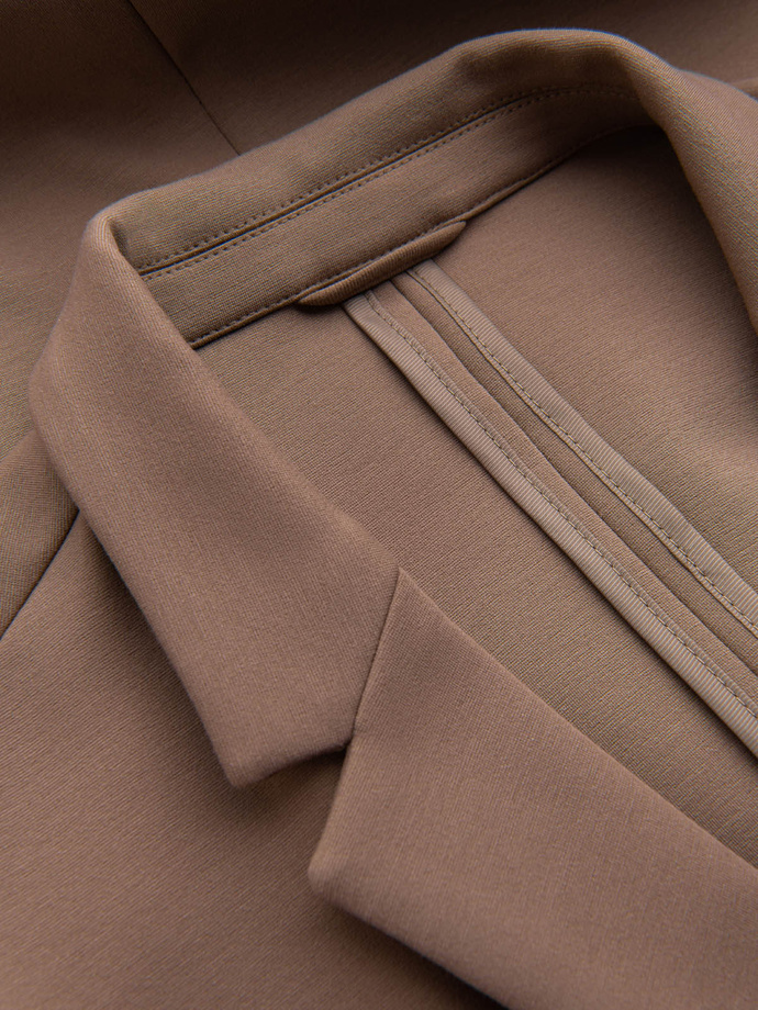 Men's jacket with patch pockets - dark beige V3 OM-BLZB-0127