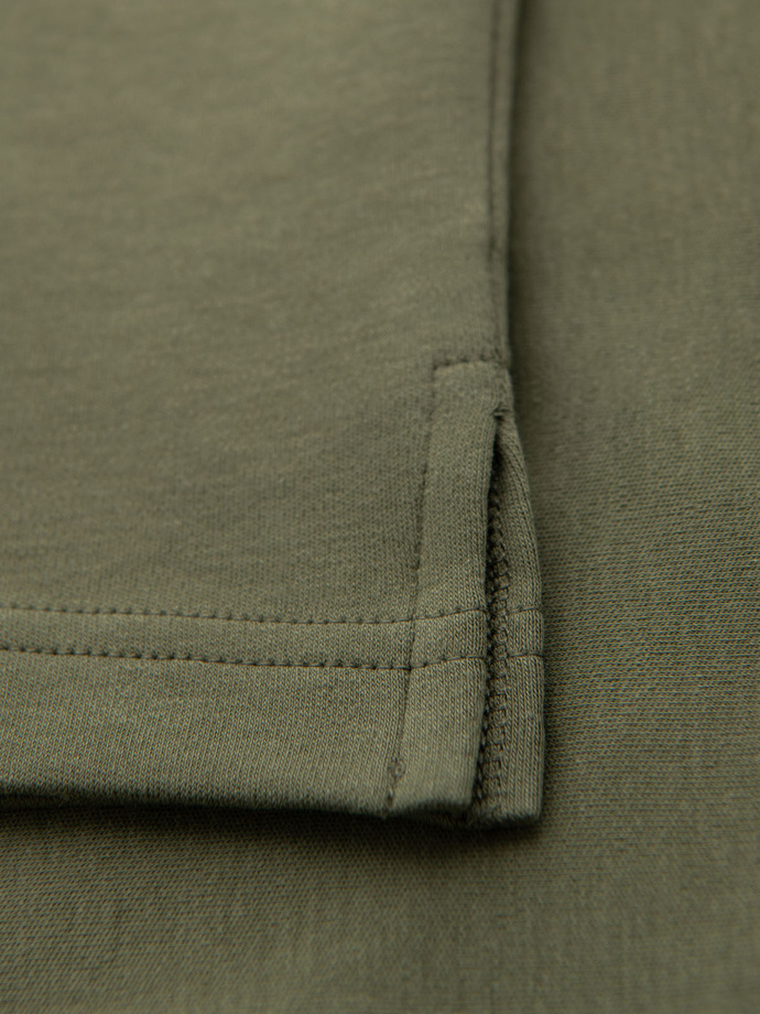 Men's polo shirt with zip neckline - olive V5 OM-POSS-0148