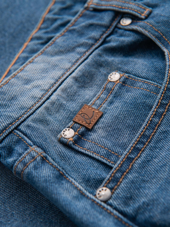 Men's short denim shorts with rips and holes - blue V3 OM-SRDS-0157