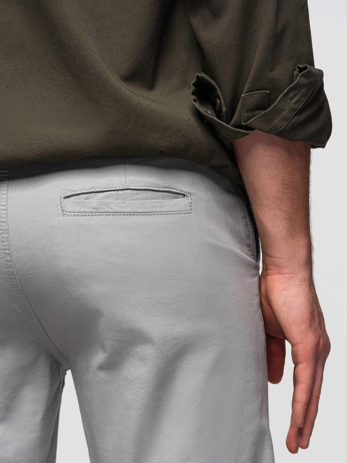 Szorty klasyczne męskie chino z podwiniętą nogawką - szare V12 OM-SRCS-0197