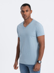 BASIC men's classic cotton T-shirt with a crew neckline - denim V11 OM-TSBS-0145