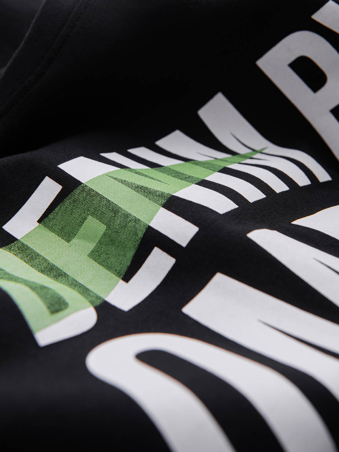 Męski bawełniany t-shirt z dużym napisem – czarny V2 OM-TSPT-0193