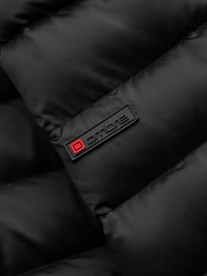 Lightly insulated quilted men's jacket with satin trim - black V2 OM-JALP-0180