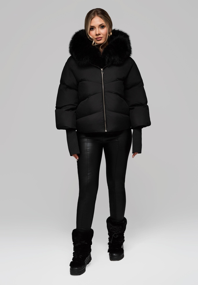 Women's insulated jacket with fur OW-JAHP-0102 v1 - black