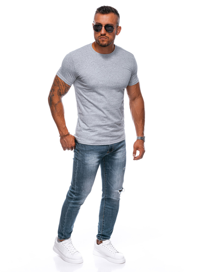 T-shirt męski basic EM-TSBS-0100 - szary/melanżowy
