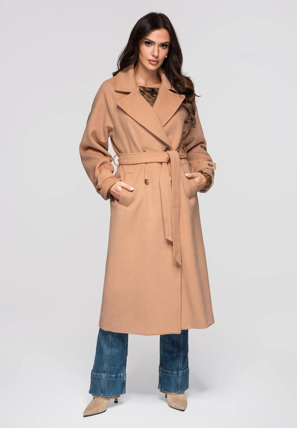 Women's long wool coat LARICA OW-COLC-0100 v3 - maroon