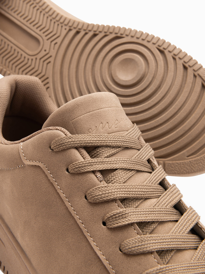 Unisex casual men's eco nubuck shoes - light brown V1 OM-FOCS-0151