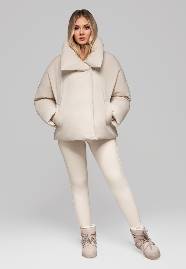 Women's quilted jacket with stand-up collar OW-JALP-0101 v2 - beige