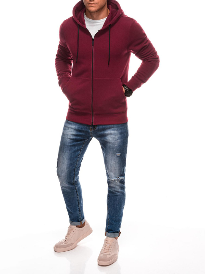 BASIC unbuttoned men's hooded sweatshirt - maroon V7 EM-SSBZ-0101