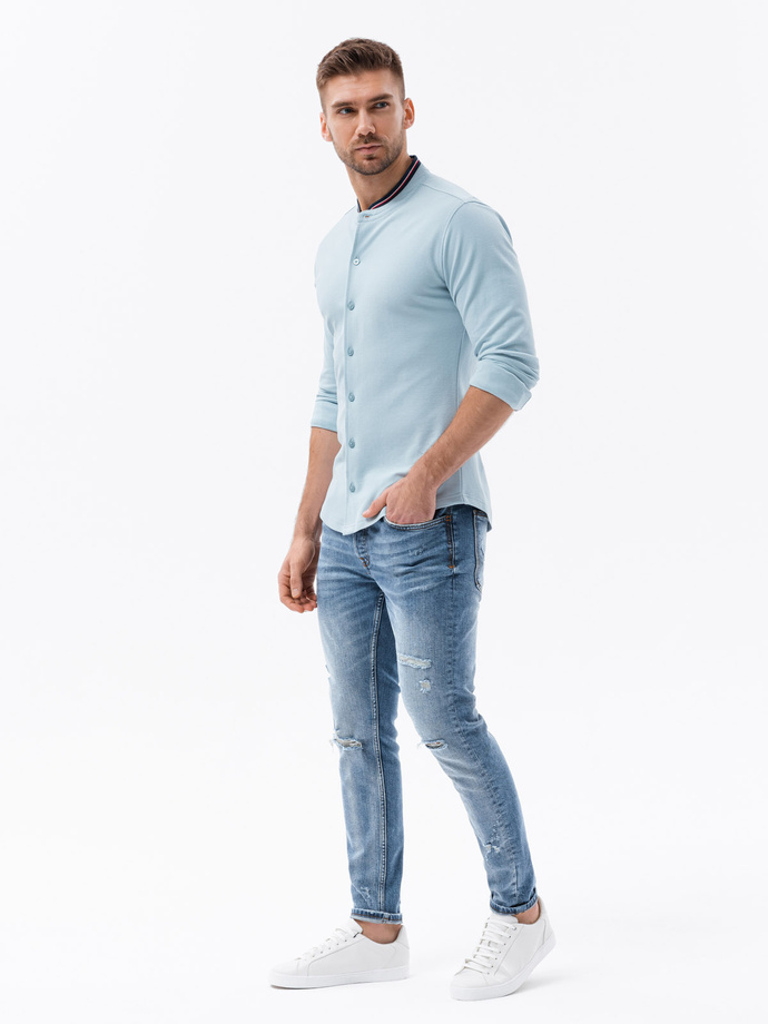 Men's long sleeve knit shirt - blue V3 K542