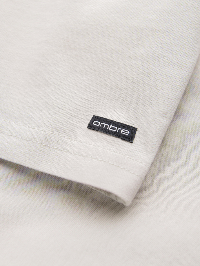 Men's longsleeve with buttons at the neckline - light beige V6 OM-LSCL-0107