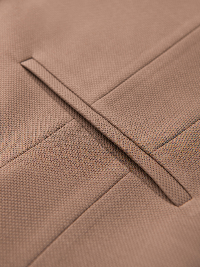 Fitted elegant men's vest with elastane and lapels - brown V1 OM-BLZV-0145