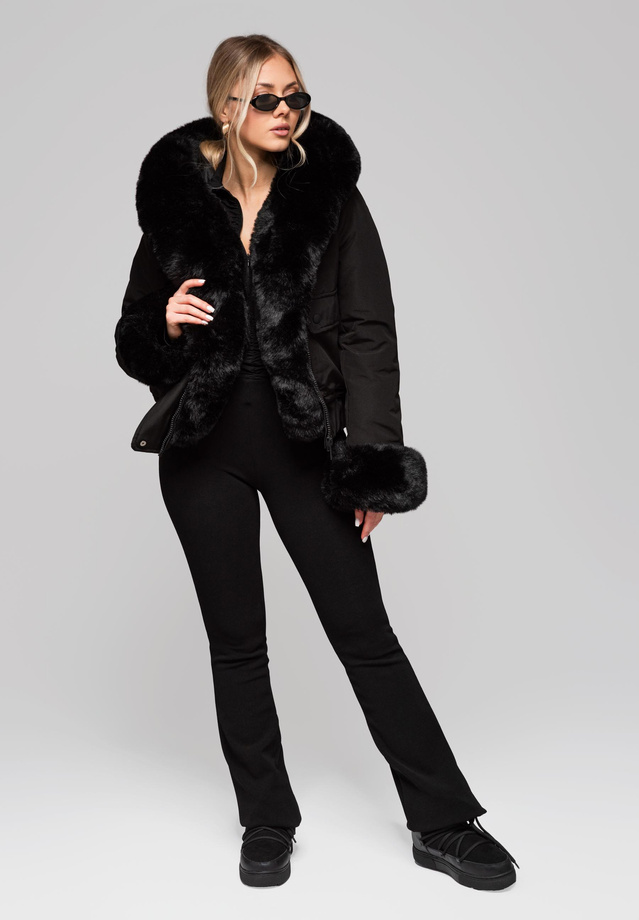 Women's jacket with detachable fur OW-JALP-0100 v1 - black