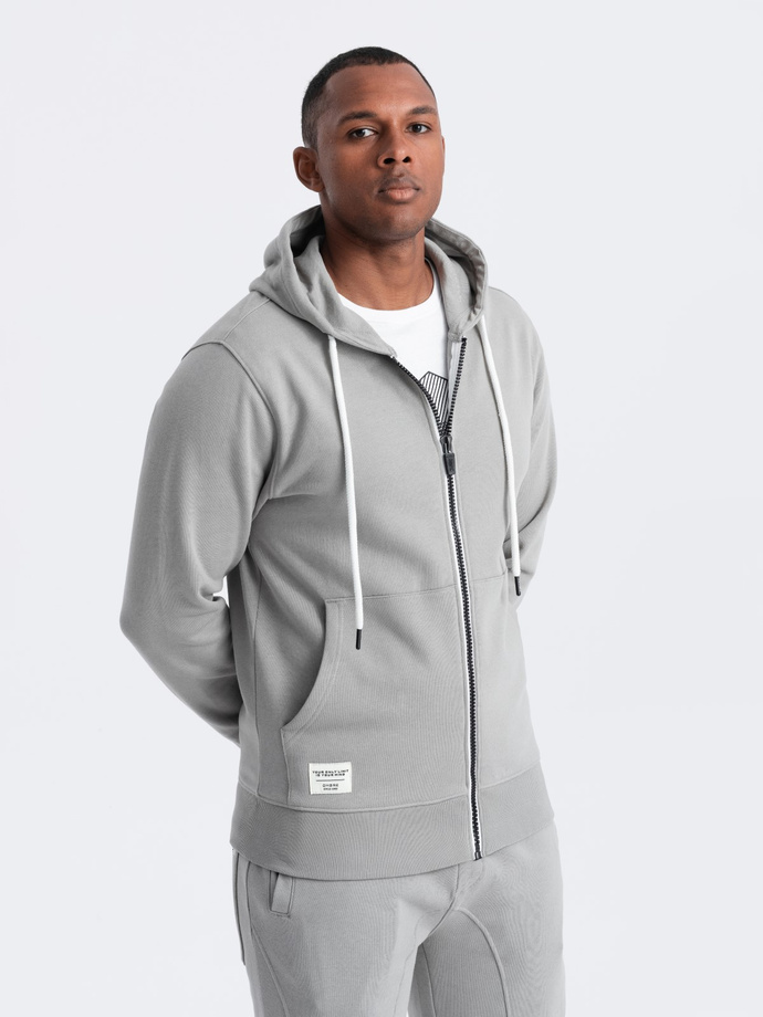 Męski dresowy komplet bluza rozpinana + spodnie joggery – szary V8 Z82