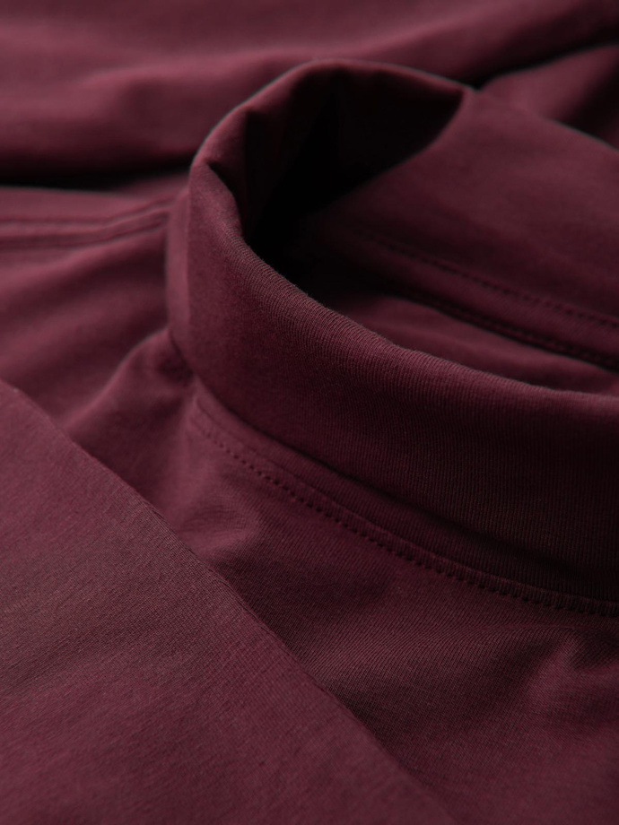 Longsleeve męski gładki z golfem - bordowy V6 OM-LSCL-0130